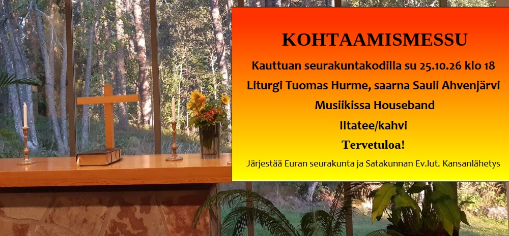 Kohtaamismessu Kauttuan srk-kodilla 25.10. klo 18.