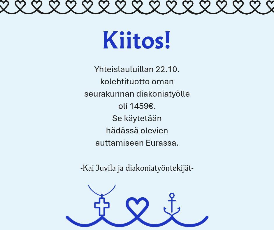 Kiitos, yhteislauluillan kolehti
